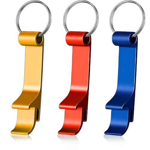 Image of HZXINYI 3 Pcs Bottle Opener Keyring - Beer Bottle Caps Cans Openers Keychain, Mini Bottle Openers Keyring for Men Women Daily Use and Gift (Blue, Glod, Red)