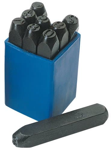 Image of Draper 37336 0-9 Number Stamp Set, 1/8" Height, 10 Pieces , Blue