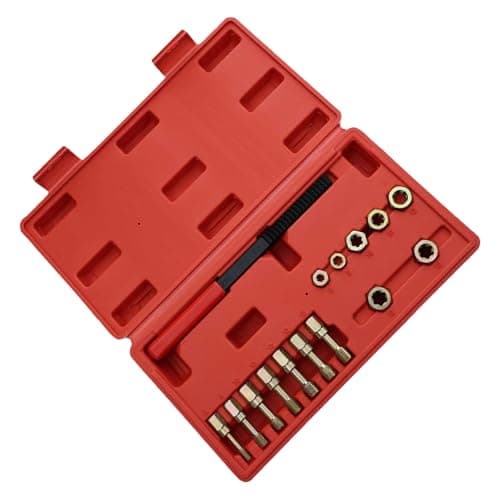 Image of 15Pcs Thread Repair Set with Taps Dies and Double Ended File for Restoring Damaged Threads on Bolts Restorer Tool