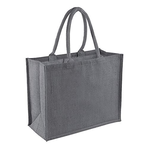 Image of Westford Mill Classic Jute Shopper Bag (21 Litres) (Pack of 2) (One Size) (Graphite Grey/Graphite Grey)