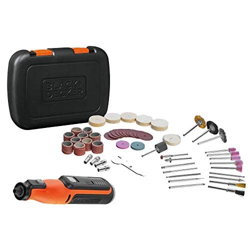 Image of BLACK+DECKER BCRT8IK-XJ 7,2V Rotary Tool with 52 Accessories and A KITBOX, 7.2 W, Black/Orange
