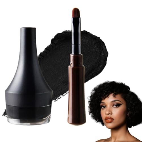 Image of Black Gel Eyeliner Pot with Brush,Waterproof Cream Eyeliner Set, Natural Matte Eye Makeup,Long-Lasting Cream E/yeliner, High-Pigmented Smudge Proof Makeup for Precise Application