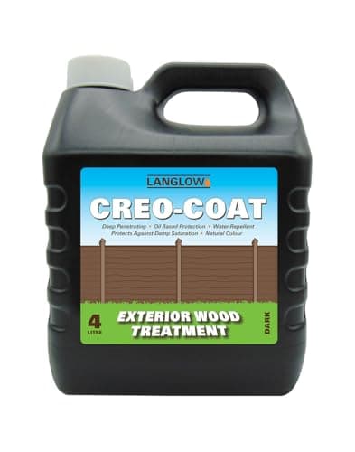 Image of Langlow Creo-Coat Dark Oil-Based Timber Protector, 4L, Long Lasting Wood Treatment for Fences, Sheds and Decking, Weatherproof Outdoor Wood Preserver