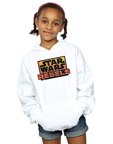 Image of Absolute Cult Star Wars Girls Rebels Logo Hoodie White 9-11 Years
