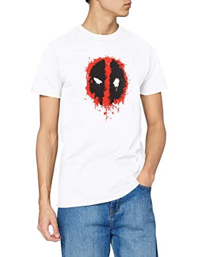 Image of Marvel Men's Deadpool Paint Logo T Shirt, White, M UK