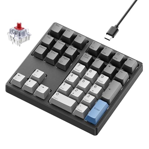 Image of Kisnt Mechanical Number Pad, 34 Key Hot Swappable Numpad with Gateron Switches Wired USB Numeric Keypad with PBT Keycaps White Backlit Keypad for Laptop, Mac, PC Desktop (Red Switch)