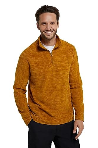 Image of Mountain Warehouse Snowdon Mens Micro Fleece Top - Breathable Antipill, Half Zip Collar Sweater, Quick Drying Smooth Pullover - For Spring Summer & Outdoors Mustard XL