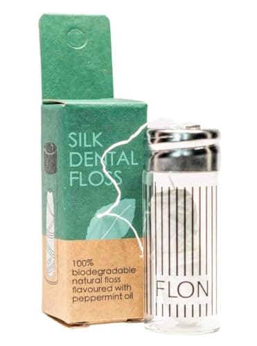 Image of FLON Natural Silk Dental Floss, Peace Silk Coated in Candelilla Wax, Mint Flavoured, Compostable & Eco Friendly ~ 30 metres