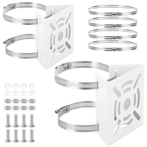 Image of TOLIDA 2 Packs Universal Vertical Pole Mount Brackets for CCTV Cameras with 8 Loops - Square Metal Mounting Bracket for Security Camera Ptz Dome, Outdoor/Indoor Wall Mounted Camera Bracket