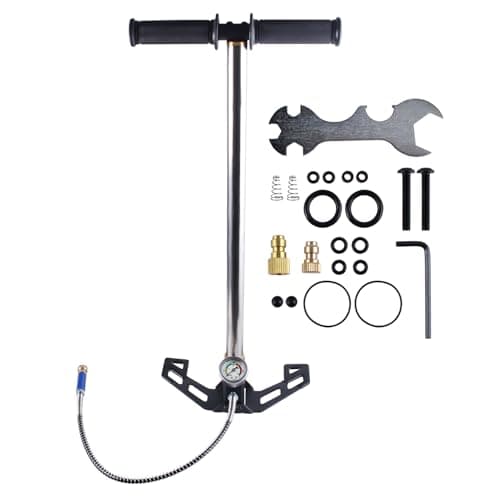 Image of THRYONEXI High Pressure PCP Hand Pump 30–40MPa 3-Stage Stirrup Pump for PCP Cylinder Airgun, Scuba Tank, Cars,Road Mountain Bikes,Paintball,Bleed valve,Portable Hand Tire Floor Pump