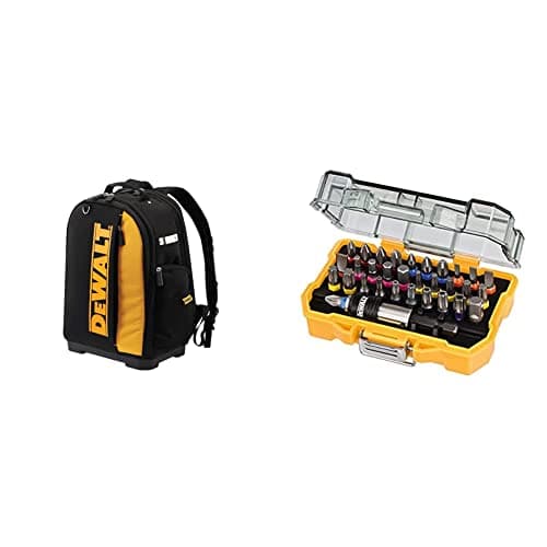 Image of DEWALT Tool Backpack & DT7969-QZ, 32 Piece XR Professional Magnetic Screwdriver Bit Accessory Set, Yellow