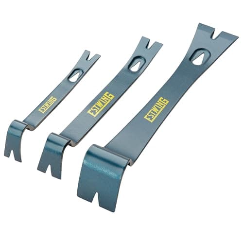 Image of ESTWING 3-Piece Pry Bar Set - 5.5", 7.5" & 10" Nail Pullers with Wide, Thin Blades & Forged Steel Construction - PB3PC, Blue