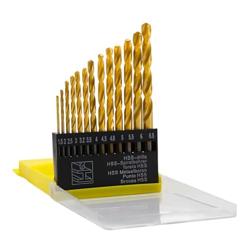 Image of 13PCS HSS Twist Drill Bit Set Metric M35 Cobalt Steel High Speed Steel Titanium Coated, Cobalt Drill Bit Set, 1.5mm-6.5mm Extra Heat Resistant High Speed Steel Drill Bits for Metal, Wood, Plastic