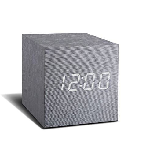 Image of Gingko Cube Click Clock Aluminium, GK08W6
