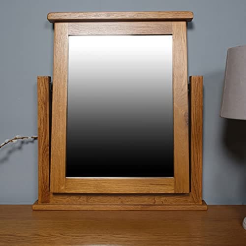 Image of Elm home and garden Oak Dressing Table Top Mirror Fully Assembled