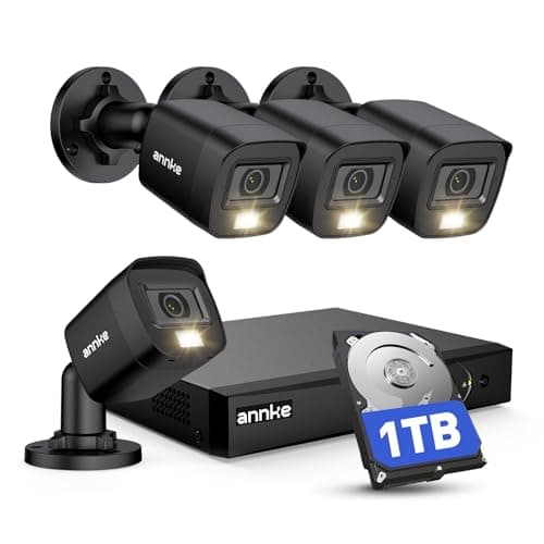 Image of ANNKE 8 Channel 3K Lite H.265+ AI DVR CCTV Camera System with 1TB Hard Drive, 4x 2MP Color Night Vision Security Camera Outdoor, Human/Vehicle Detection, Email Alert with Images, IP67 Waterproof