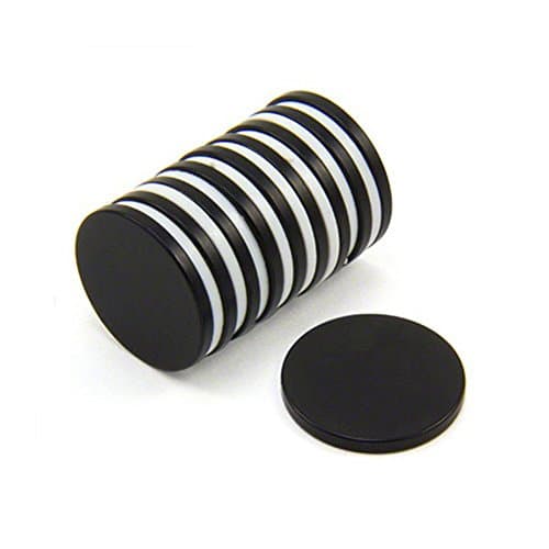 Image of Black Epoxy Coated N42 Neodymium Magnet for Arts, Crafts, Model Making, DIY, Hobbies, Office, and Home - 20mm dia x 2mm thick 2.6kg Pull - Pack of 10