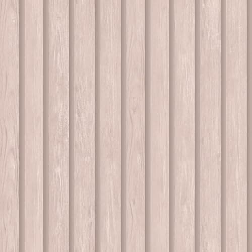 Image of Wooden Slat Panel Soft Pink Wallpaper - Modern Contemporary Realistic Trendy - Stylish Feature Wall