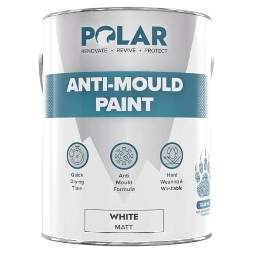 Image of Polar Anti Mould Paint - 5L, Brilliant Matt White - 5 Year Mould Resistant Paint to Control Moisture - For Internal Walls & Ceilings