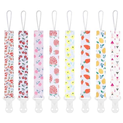 Image of Smlpuame Dummy Clips Girl,8 Pack BPA Free Soother Chain,Pacifier Holder Clips for Teether Toy,Baby Dummy Strap Clip Universal Design Fit All Pacifiers Baby Teething Toys,Newborn Baby Gift