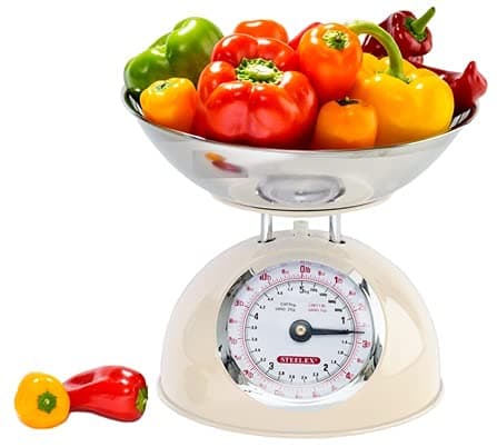 Image of Steelex Traditional Kitchen Scales 5kg Capacity - Large Bowl with Pouring Lip (Cream)