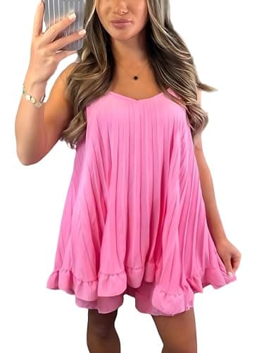 Image of Zaif & Hari Womens Sleeveless Pleated Frill Peplum Strappy Cami Blouse Top Ladies Summer Two Piece Vest Top Shorts 2 piece shorts Co ord Set (16/18-Candy Pink)