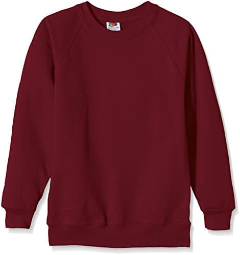 Image of Fruit of the Loom Unisex Kids Raglan Classic Sweater, Burgundy, 3-4 Years (Manufacturer Size:22)