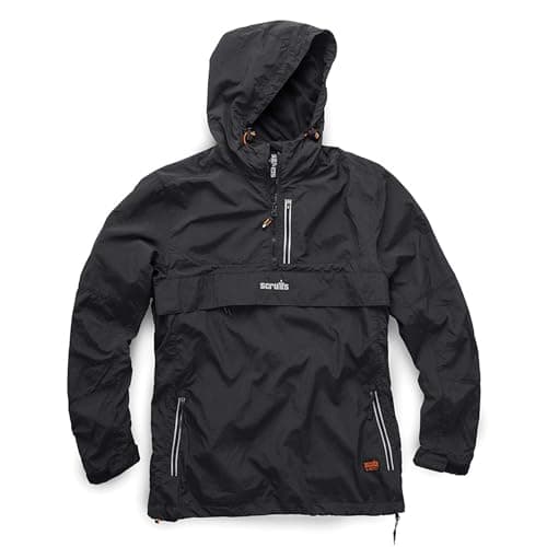 Image of Scruffs Over Head Jacket, Lightweight and Water Resistant with 1/4 Zip (UK, Alpha, L, Regular, Regular, Black)