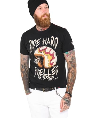 Image of Joe Browns Men's Biker Helmet Print Crew Neck Tee T-Shirt, Black, M