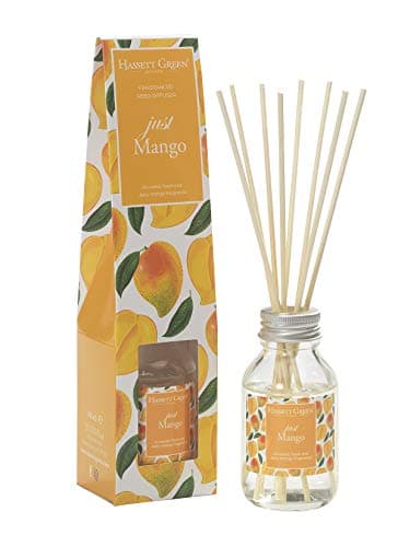 Image of Hassett Green London - Just Mango Fragrance Oil Reed Diffuser 100ml - Long Lasting Home Indoor Fragrance with 8 Rattan Reeds
