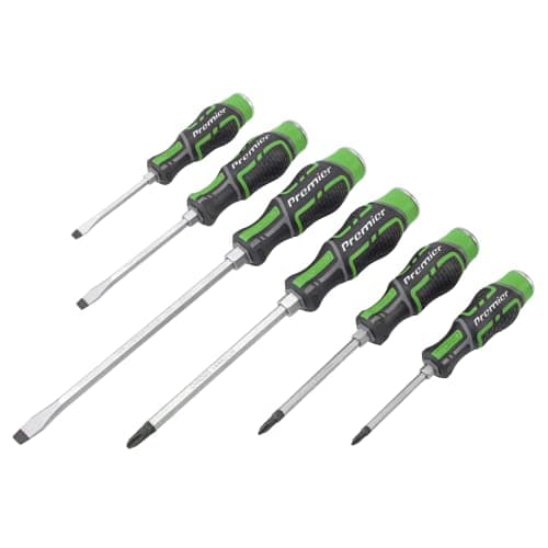 Image of Sealey Hammer-Thru Screwdriver Set Hi-Vis Green, 6pc - AK4940HV