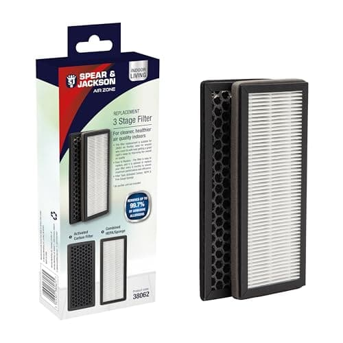 Image of Spear & Jackson 38062 Replacement Filter / 3 Stage Air Purifying Filter / Easy to Replace / Removes Household Air Pollutants