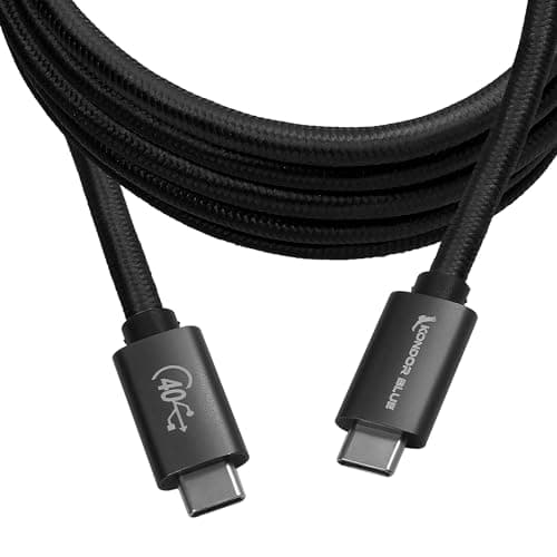 Image of KONDOR BLUE | 6' USB 4.0 Type C Cable Blazing 40Gb/s Speeds 5A 100W | Charging & Data Transfer USB-C Cable | Thunderbolt 4 Compatible | Black