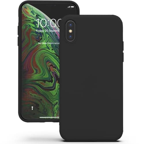 Image of YATWIN Silicone Case for iPhone X/XS, Soft-Touch, Shockproof, DustProof, Antiskid Full Body Armour Phone Cover for Apple iPhone X/XS - Black