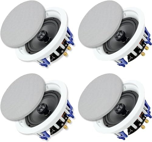 Image of Herdio 6.5 inch 640 Watts Ceiling Speakers Flush Mount 2 Way Perfect For Office,Kitchen,Living Room,Bathroom(4 Speakers)