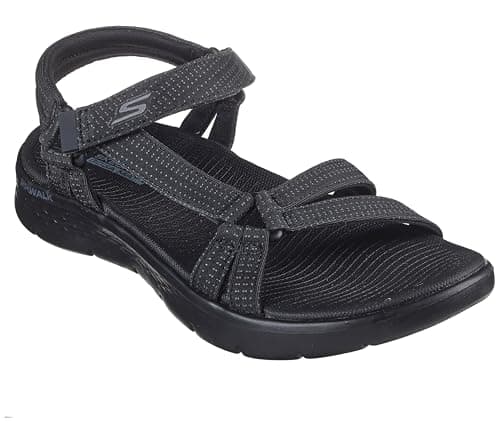 Image of Skechers Women's Go Walk Flex Sandal Sublime Sandals, Black Textile, 3 UK