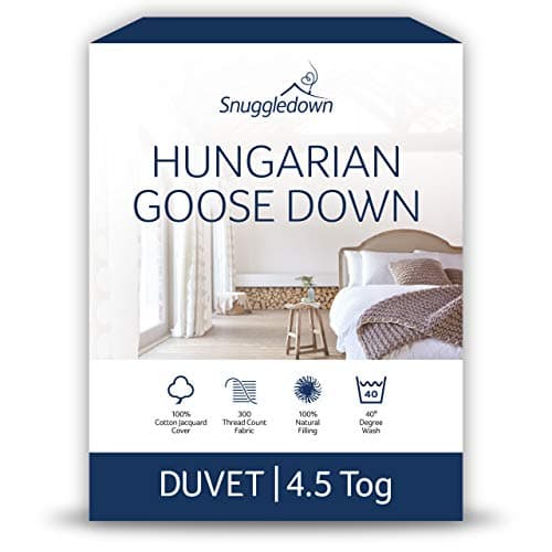 Image of Snuggledown Hungarian Goose Down Single Duvet 4.5 Tog - Lightweight Summer Quilt with Ethically Sourced 80:20 Blend | UK-Made, 300tc Cotton Cover, Box Stitch, Washable (135 × 200cm)