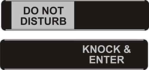 Image of Seco Do Not Disturb/Knock & Enter Sliding Meeting Room Sign – 255 x 52mm – Aluminium & PVC