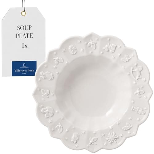 Image of Villeroy & Boch – Toy's Delight Royal Classic plate, deep dining plate with relief pattern, premium porcelain, dishwasher-proof, 24 cm, white