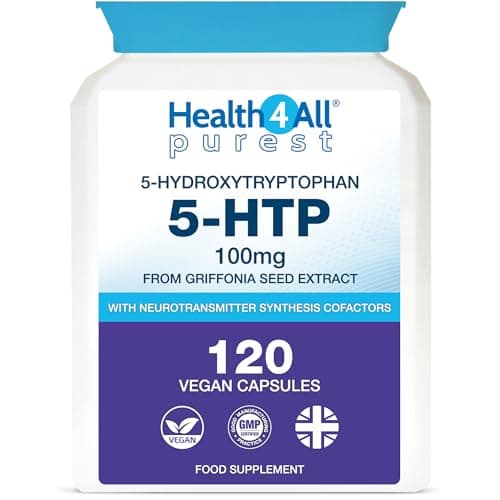 Image of 5-HTP 100mg per Capsule 120 Capsules 4 Month Supply High Strength 5 HTP Supplement from Griffonia Seed Extract with Serotonin & Melatonin Conversion Support for Sleep, Mood & Relaxation - Health4All
