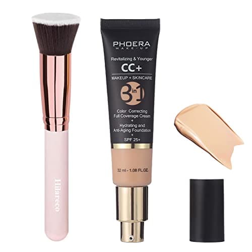 Image of PHOERA CC+ Cream,Full Coverage Foundation,Color Correcting Cream,Anti Aging Hydrating Serum & SPF 25+ Sunscreen - Natural Finish - 1.08 fl oz (120 Nude)
