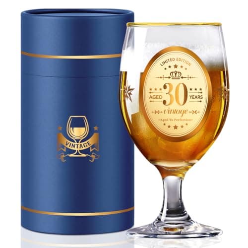Image of 30th Personalised Birthday Gifts Beer Glasses for Him, 450ml/15oz Aged 30 Years Custom Beer Mug for Men, Dad, Husband, Brothers, Friends, Boyfriend, Gift Box (30)