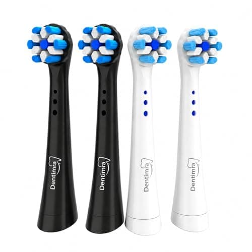 Image of Toothbrush Heads Compatible with Oral B iO 3 4 5 6 7 8 9 10 Series Electric Toothbrushes, Replacement iO Brush Heads, Dupont Tynex Bristles, Hygiene Covers, 4 Pack 2 Black 2 White, Dentimra