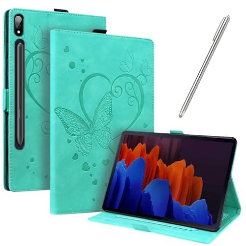 Image of JayModCase Case for Samsung Galaxy Tab S7 FE 12.4 inch 2021 (SM-T730/T733/T736)/Galaxy Tab S7 Plus 2020, PU Leather Flip Stand Protective Cover Auto Sleep/Wake Function Cover (Green)