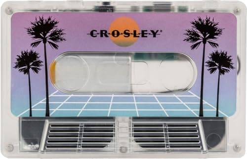 Image of Crosley Retro Cassette Portable Bluetooth Speaker with 6H+ Playtime - Wireless Indoor Outdoor Travel Speaker, 80s Mixtape Vintage Design with Storage Case, Rechargeable USB-C, Vaporwave Translucent