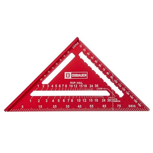 Image of Osbauer 180mm (7 inch) Rafter Square Metric Carpenters Speed Set Square 90 Degree Roofing Angle Measuring Aluminium – Red