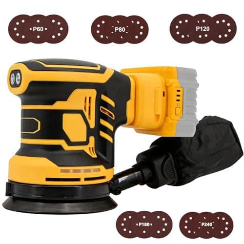 Image of Cordless Random Orbit Sander for DeWalt, 125mm Professional Brushless Electric Sander with 15 Sanding Discs, 3 Speed Settings and 11,000 RPM,Perfect for Sanding,Waxing,Polishing(Battery not Included)