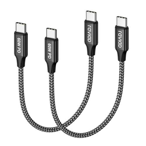 Image of RAVIAD USB C to USB C Cable Short [2Pack 30CM] 60W USB C Charger Cable Fast Charging Nylon USBC to USBC Cables for iPhone 17 16 15, Samsung Galaxy S25/S24/S23/S22/S21, Huawei, MacBook Pro/Air, Pixel