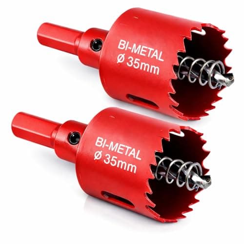 Image of 2 Pack Bi-Metal Hole Saw, 35mm Hole Saws Cutter, Heavy Duty Circular Drill Bit and Hole Cutter Drill Bit for Wood, Metal and Plastic, Door Hole Drill Bit for Hand Drill and Drill Press Applications