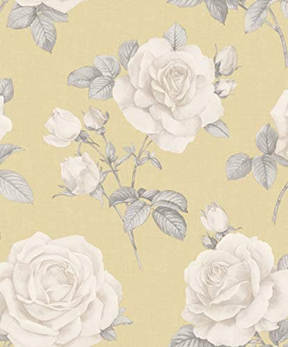 Image of Belgravia Decor Rosa Yellow Wallpaper (9765)